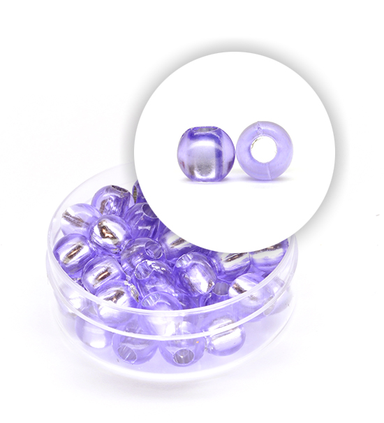 Plastic beads with silver core (about 8,5 g) 8 mm ø - Lilac